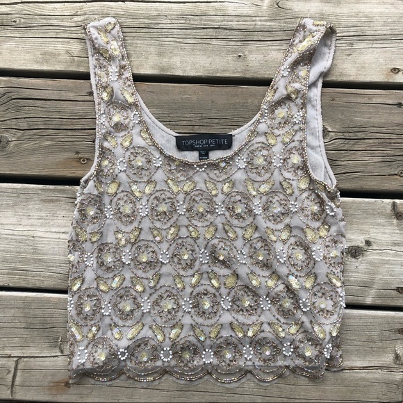 TopShop Petite Beaded Tank Top - Picture 1 of 4